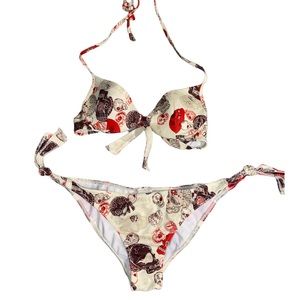Diesel Skull 💀print bikini two piece swimsuit, Nwot, punk rock, Small Very rare